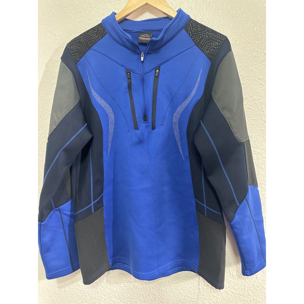 Mouflon Extreme Sports Mens XL Blue Colorblock 1/4 Zip Fleece Pullover Jacket